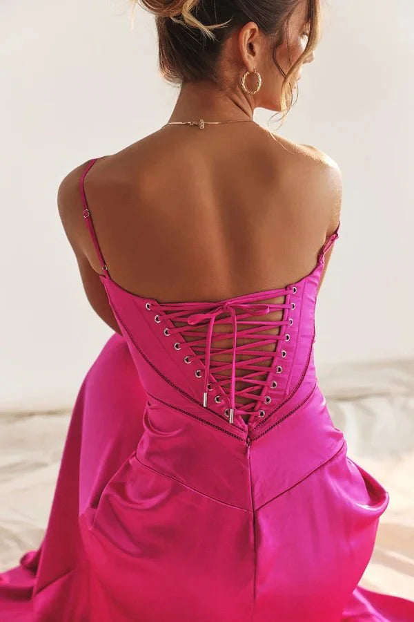 Gabriella - Women's Satin Corset Maxi Dress