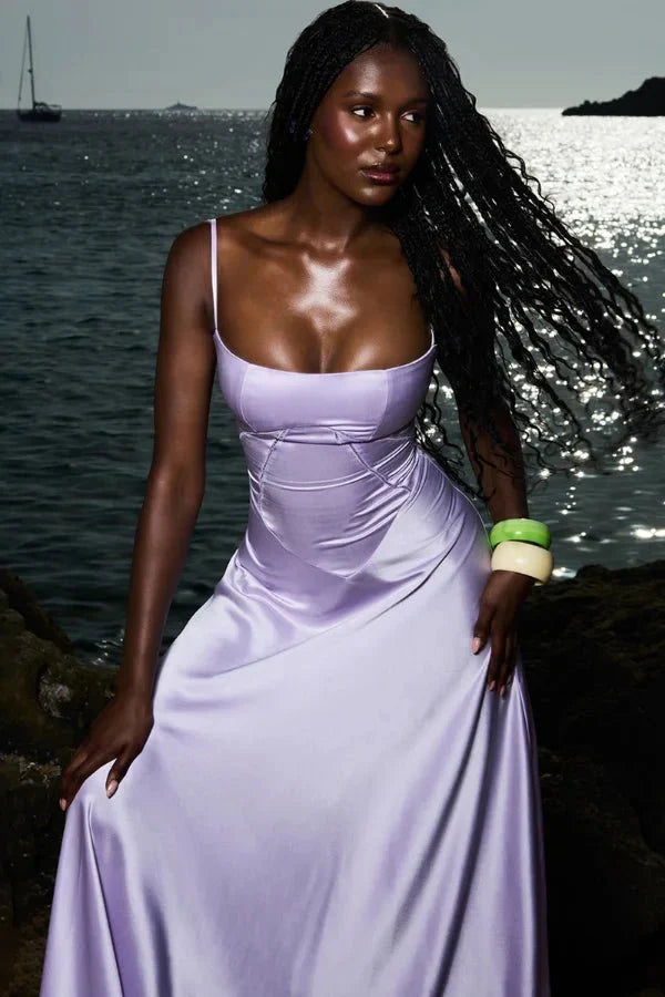 Gabriella - Women's Satin Corset Maxi Dress