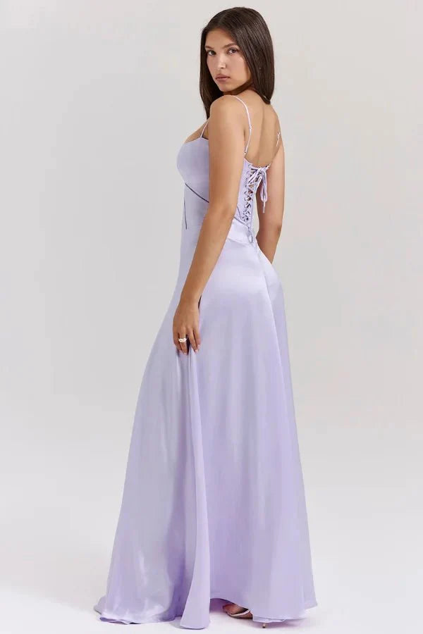 Gabriella - Women's Satin Corset Maxi Dress