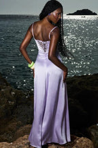 Gabriella - Women's Satin Corset Maxi Dress