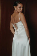 Gabriella - Women's Satin Corset Maxi Dress