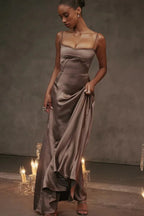 Gabriella - Women's Satin Corset Maxi Dress