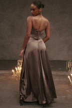 Gabriella - Women's Satin Corset Maxi Dress
