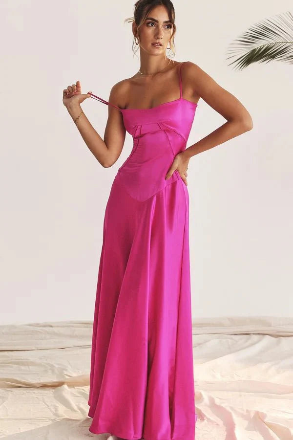 Gabriella - Women's Satin Corset Maxi Dress