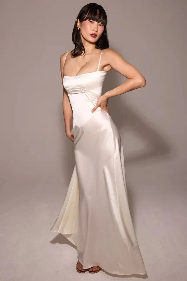 Gabriella - Women's Satin Corset Maxi Dress