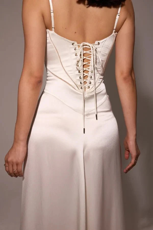 Gabriella - Women's Satin Corset Maxi Dress
