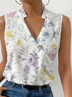 Women's Sleeveless Wrap V-Neck Blouse with Notched Collar