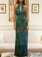 Willow - Women's Watercolor Print Flowy Maxi Dress