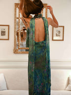 Willow - Women's Watercolor Print Flowy Maxi Dress