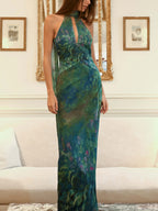 Willow - Women's Watercolor Print Flowy Maxi Dress