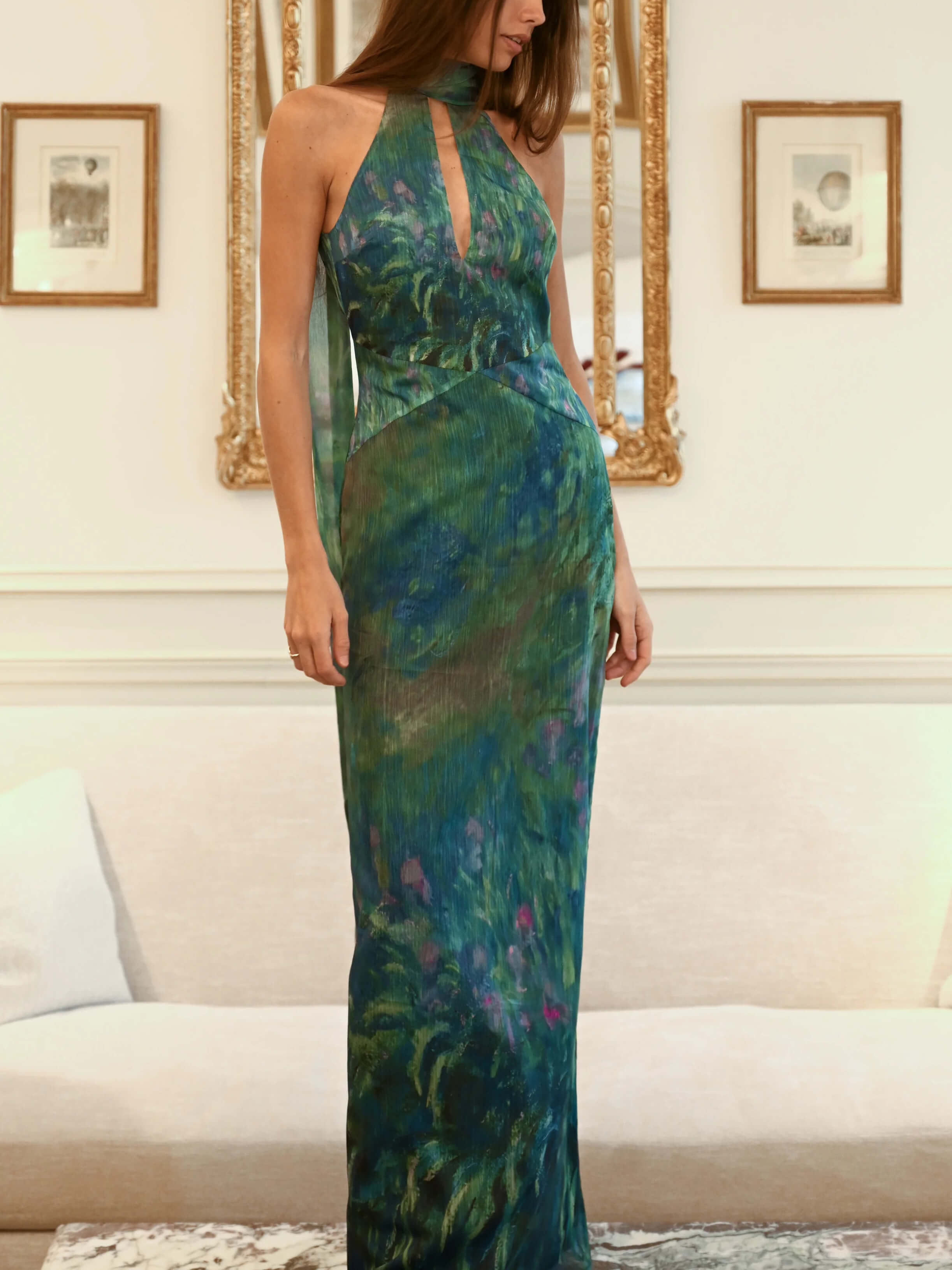 Willow - Women's Watercolor Print Flowy Maxi Dress
