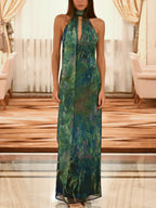 Willow - Women's Watercolor Print Flowy Maxi Dress