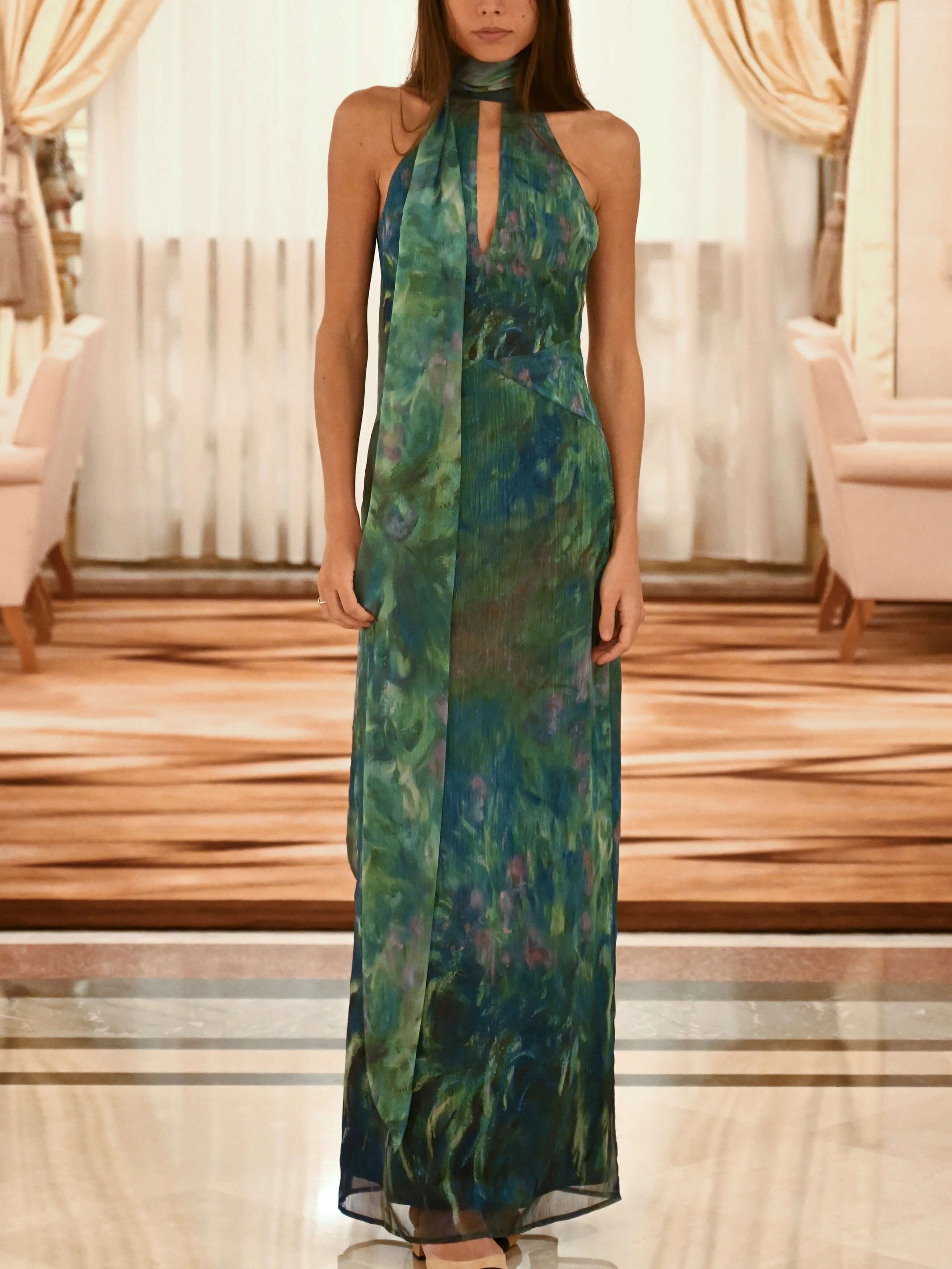 Willow - Women's Watercolor Print Flowy Maxi Dress