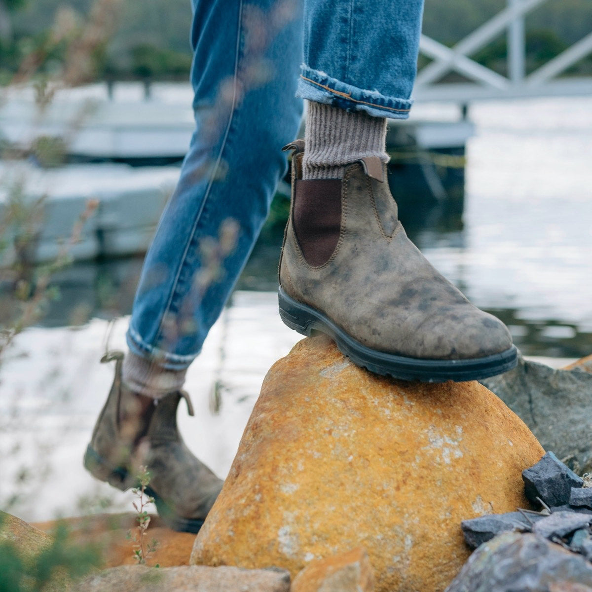 Men's Leather Chelsea Boots with Rugged Sole