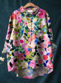 Anita - Women's Floral Linen Blouse