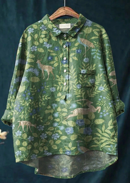 Anita - Women's Floral Linen Blouse