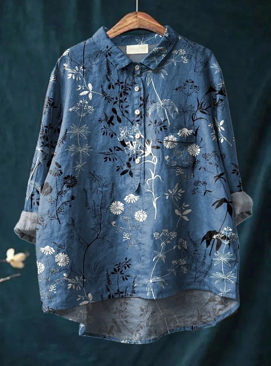 Anita - Women's Floral Linen Blouse