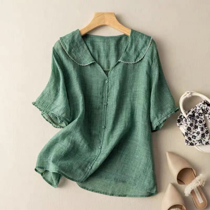 Women's Vintage Blouse - Button Detail Long Sleeve Blouse