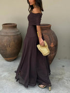 Vera - Women's Off-Shoulder Chiffon Maxi Dress