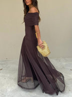 Vera - Women's Off-Shoulder Chiffon Maxi Dress