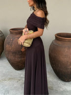Vera - Women's Off-Shoulder Chiffon Maxi Dress