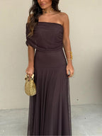 Vera - Women's Off-Shoulder Chiffon Maxi Dress