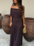 Vera - Women's Off-Shoulder Chiffon Maxi Dress