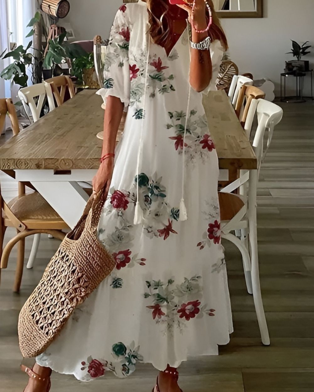 Women's Boho Maxi Dress - Bohemian Floral Long Dress