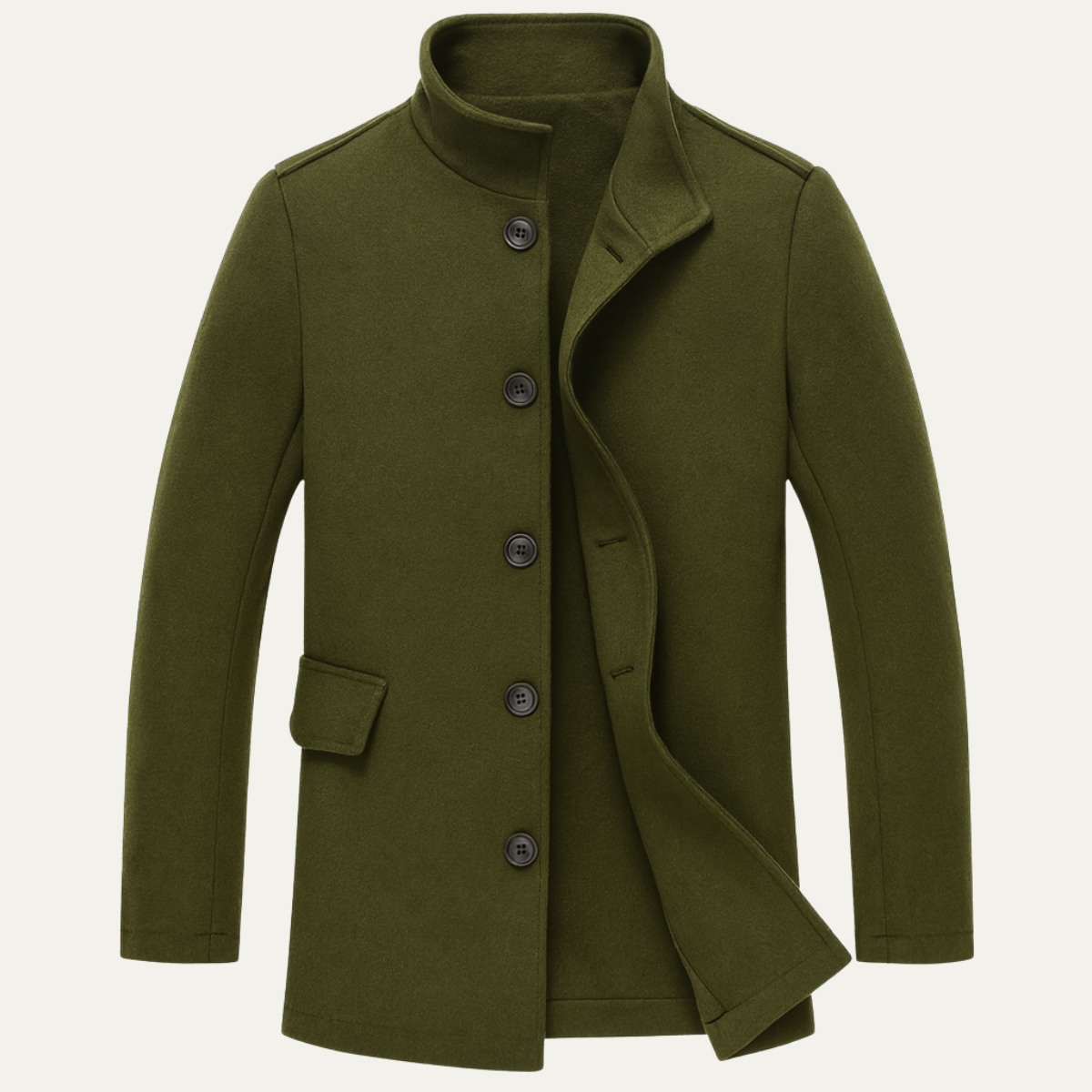 Romeo - Men's Wool-Blend Funnel-Collar Coat