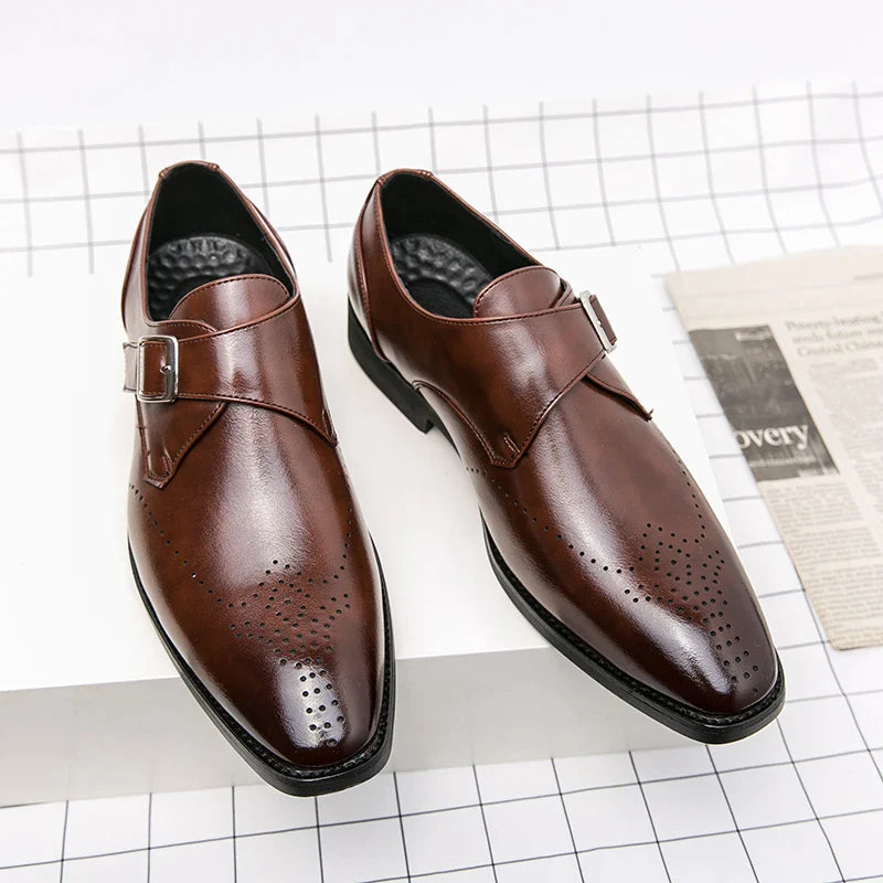 Ashford - Men's Monk Strap Leather Dress Shoes