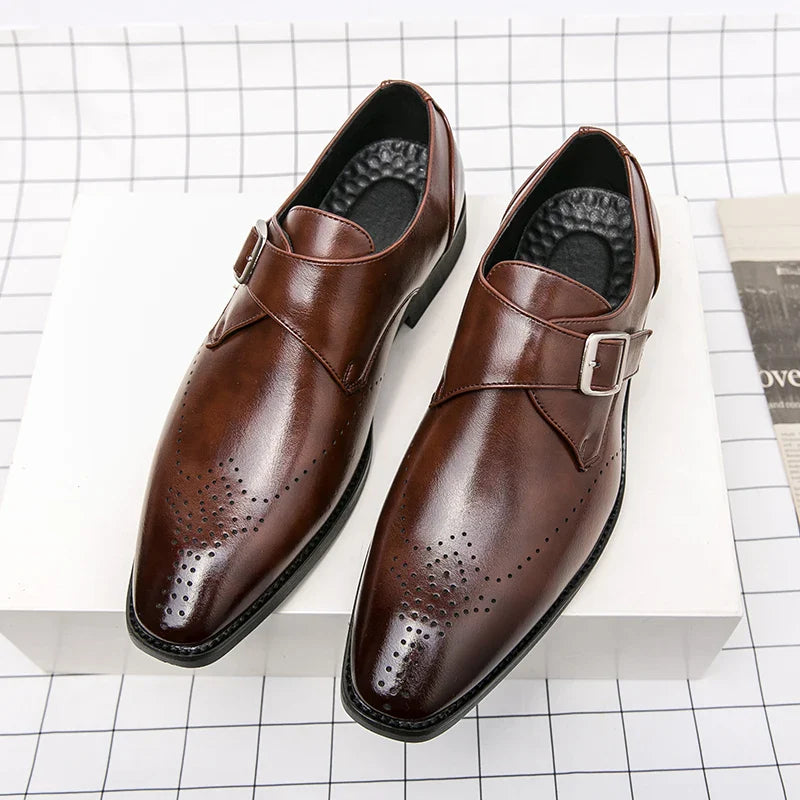Ashford - Men's Monk Strap Leather Dress Shoes