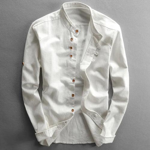 Chester - Men's Mandarin Collar Linen Shirt