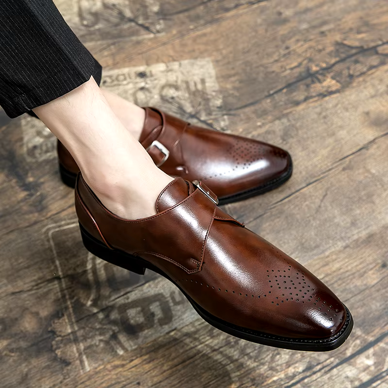 Ashford - Men's Monk Strap Leather Dress Shoes