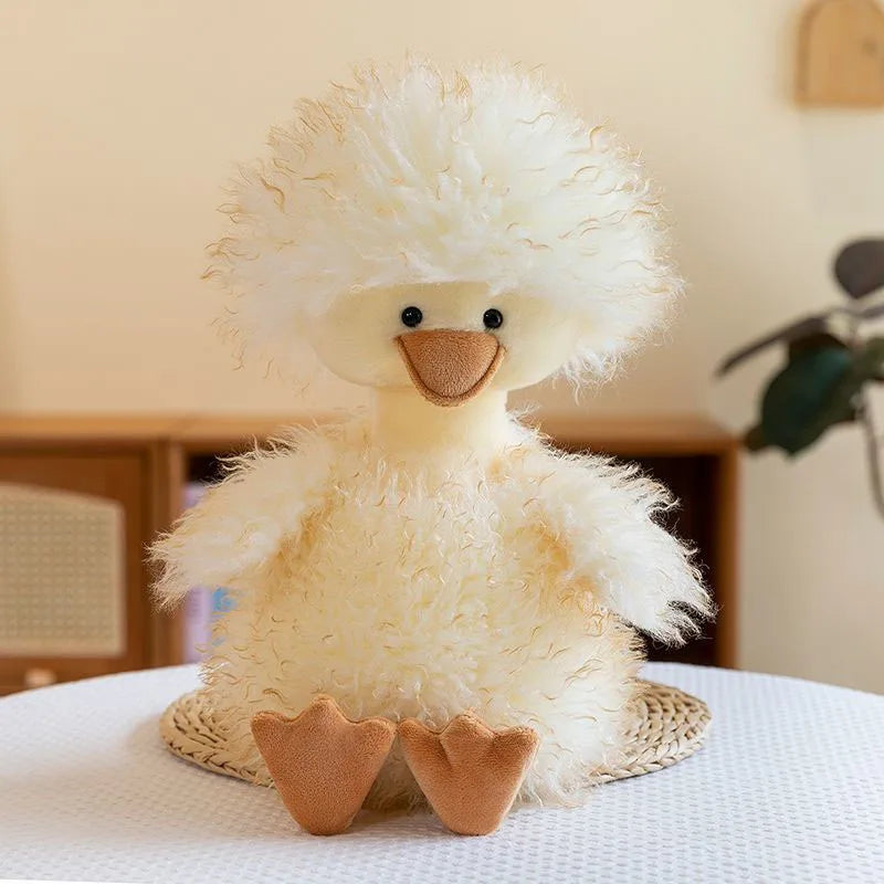 Duck Plush Toy Cute Fluffy Curly Stuffed Animal Doll Soft Kawaii Gift 50cm