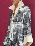 Women's Vintage Toile Print Tunic Mini Dress