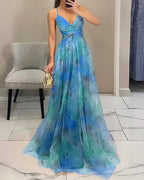 Lila - Women's Floral Maxi Dress with V-Neck