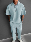 Men's Open-Collar Polo & Trouser Set