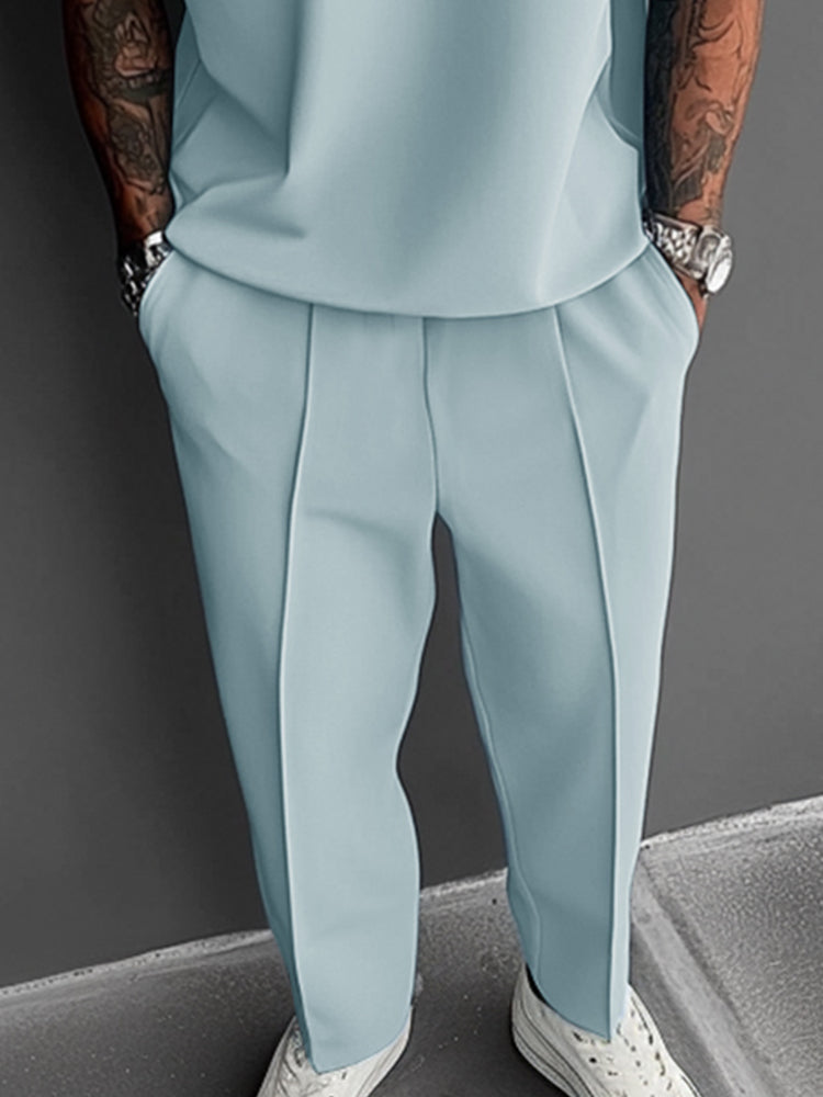 Men's Open-Collar Polo & Trouser Set