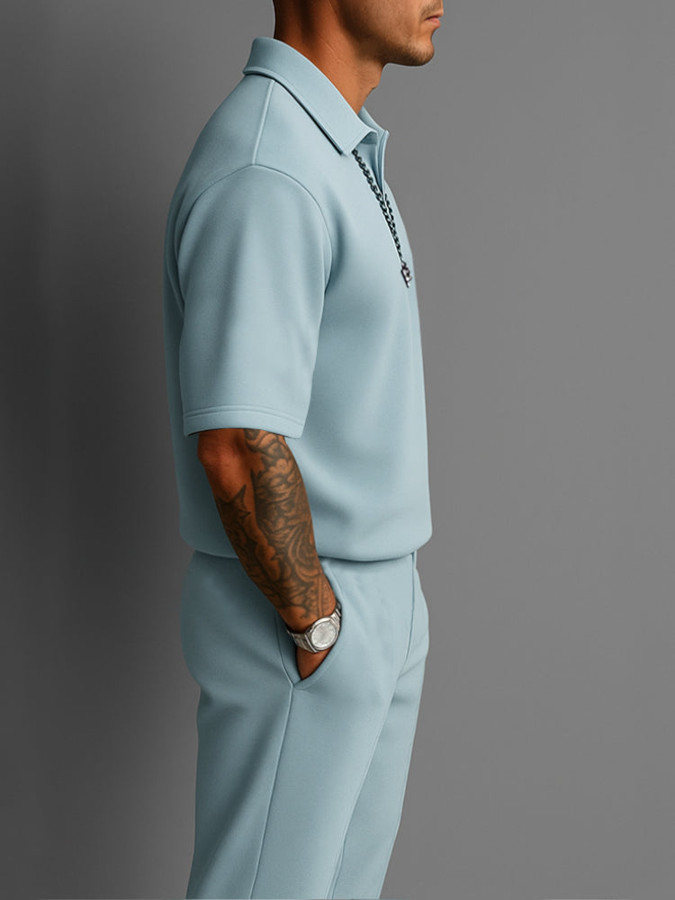 Men's Open-Collar Polo & Trouser Set