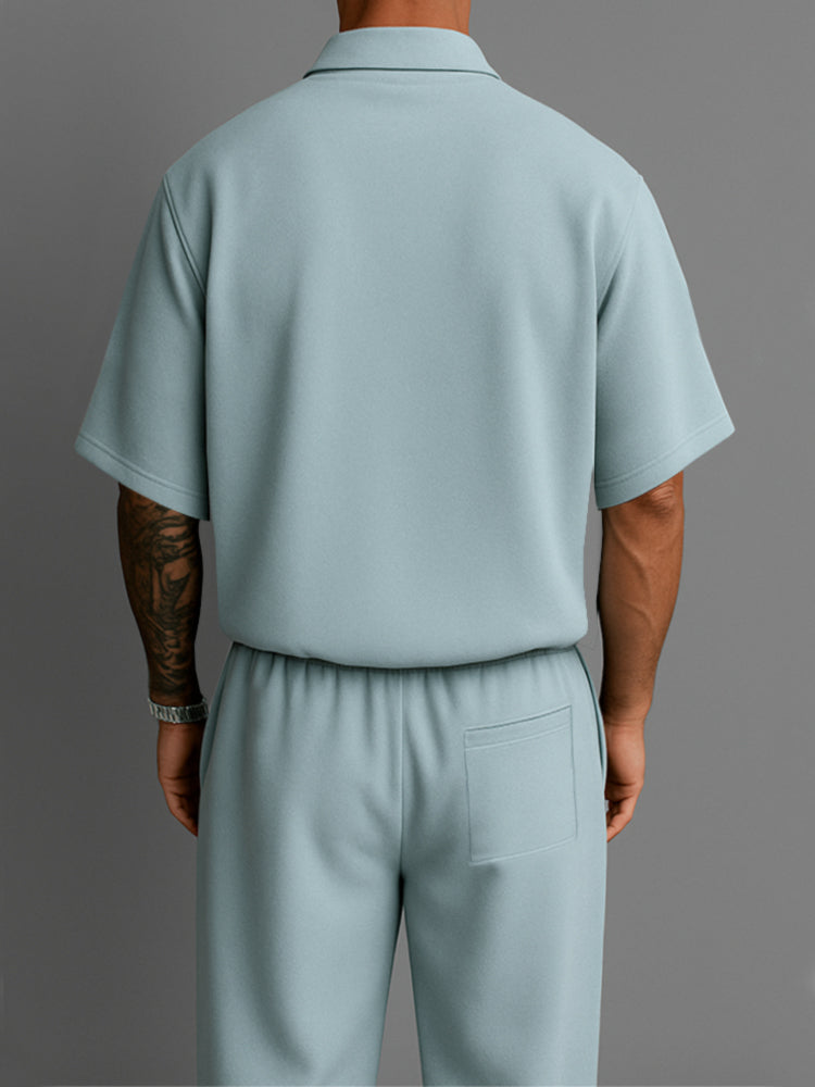 Men's Open-Collar Polo & Trouser Set
