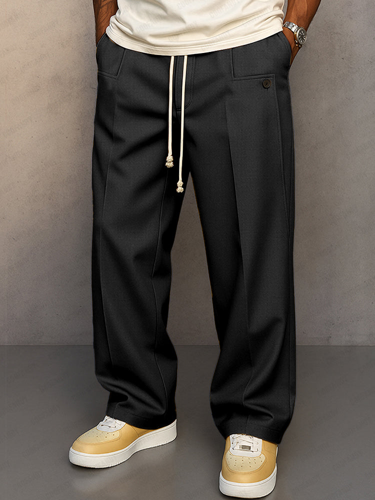 Men's Wide-Leg Drawstring Trousers