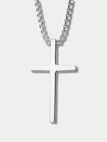 Men's Silver Cross Pendant Layered Necklace