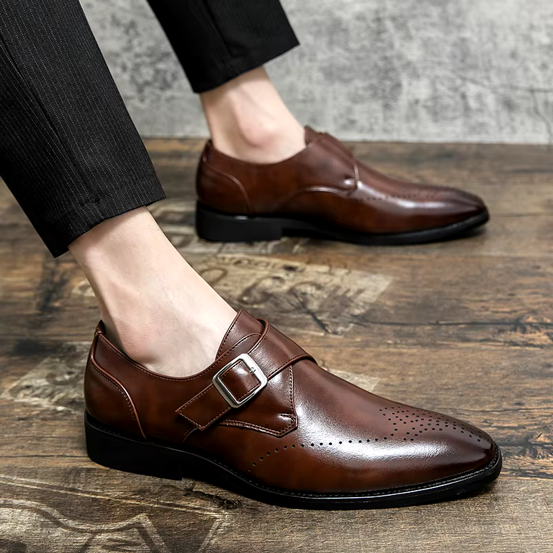 Ashford - Men's Monk Strap Leather Dress Shoes