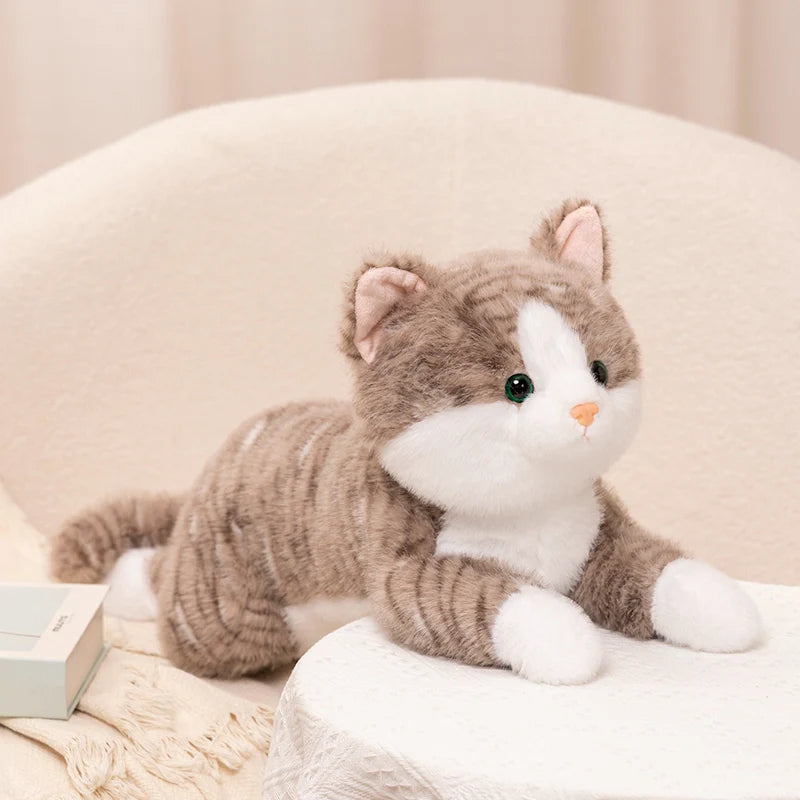 Cat Plush Toy Lifelike Tabby Kitten Stuffed Animal Soft Cute Doll Gift 30cm