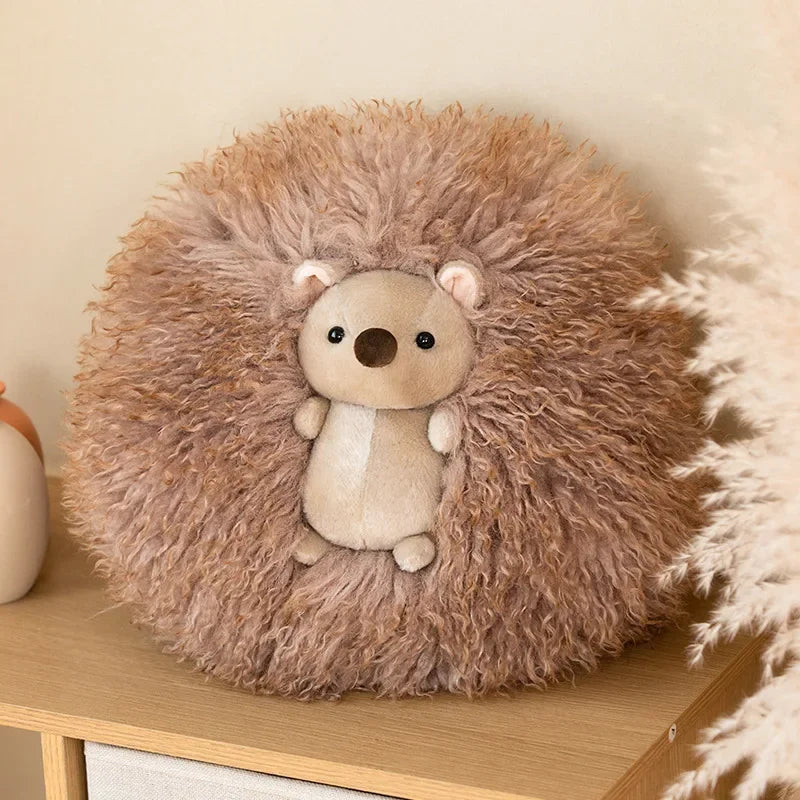 Hedgehog Panda Plush Pillow Round Stuffed Animal Cushion Soft Kawaii Gift 40cm