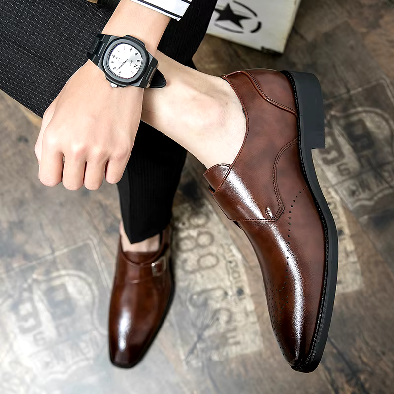 Ashford - Men's Monk Strap Leather Dress Shoes