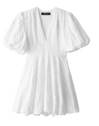 Ada - Women's White Embroidered Ruffle Dress