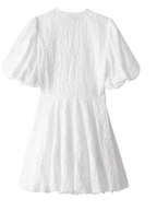 Ada - Women's White Embroidered Ruffle Dress