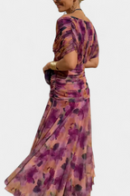 Noor - Women's Floral Pleated V-Neck Maxi Dress