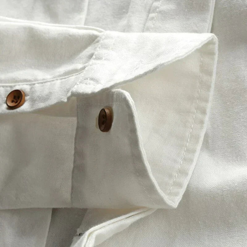 Chester - Men's Mandarin Collar Linen Shirt